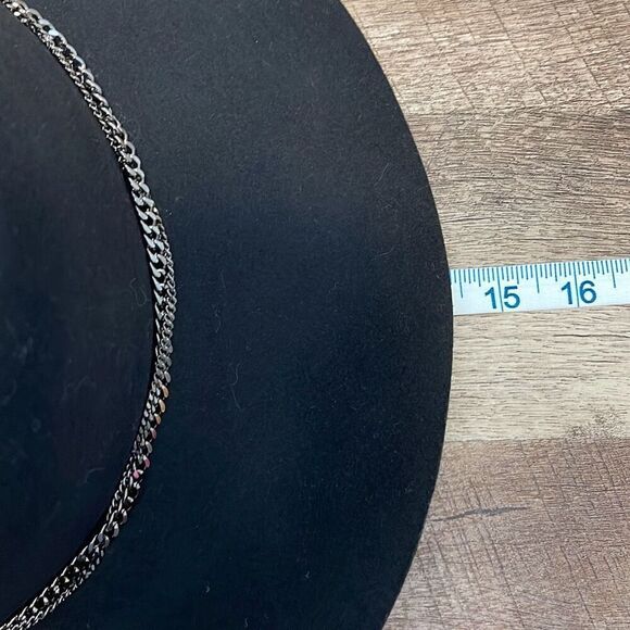 Saks Fifth Avenue Womens Wool Felt Floppy‎ Hat with Silver Chain Black One-Size main image 3